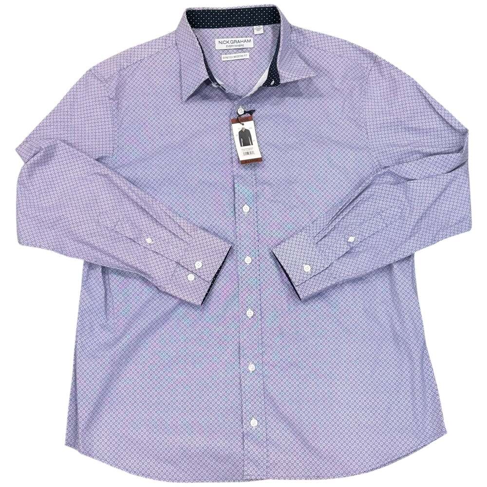 Men’s Nick Graham Everywhere Sz XL Stretch Modern Fit Button Up Shirt Flip Cuff